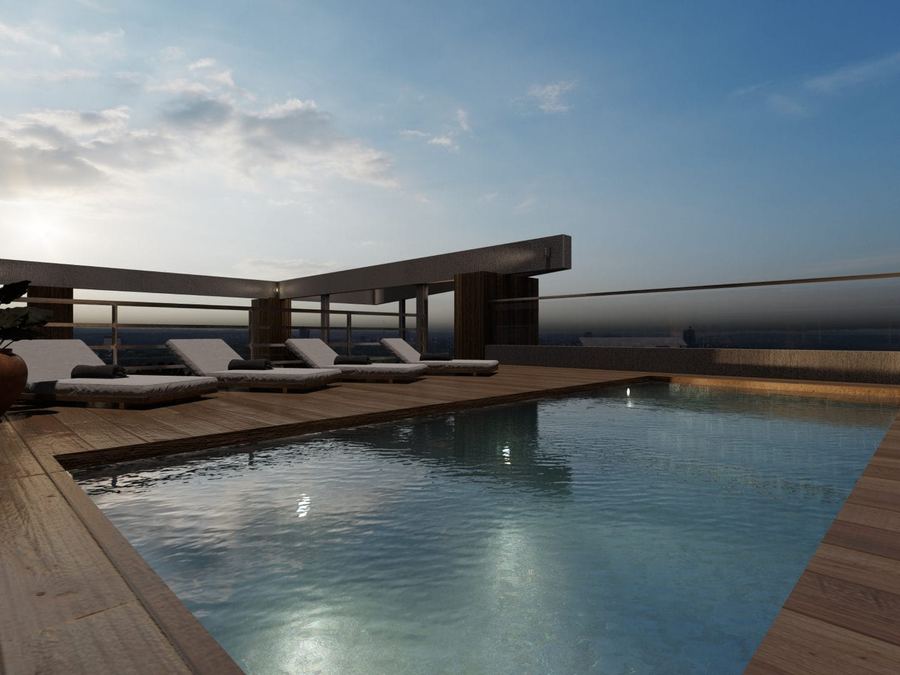 Piscina no terraço do Vivo Los Guayabos