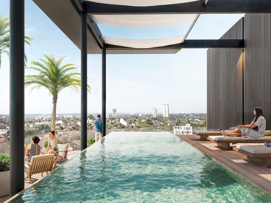 Rooftop pool at Link Center