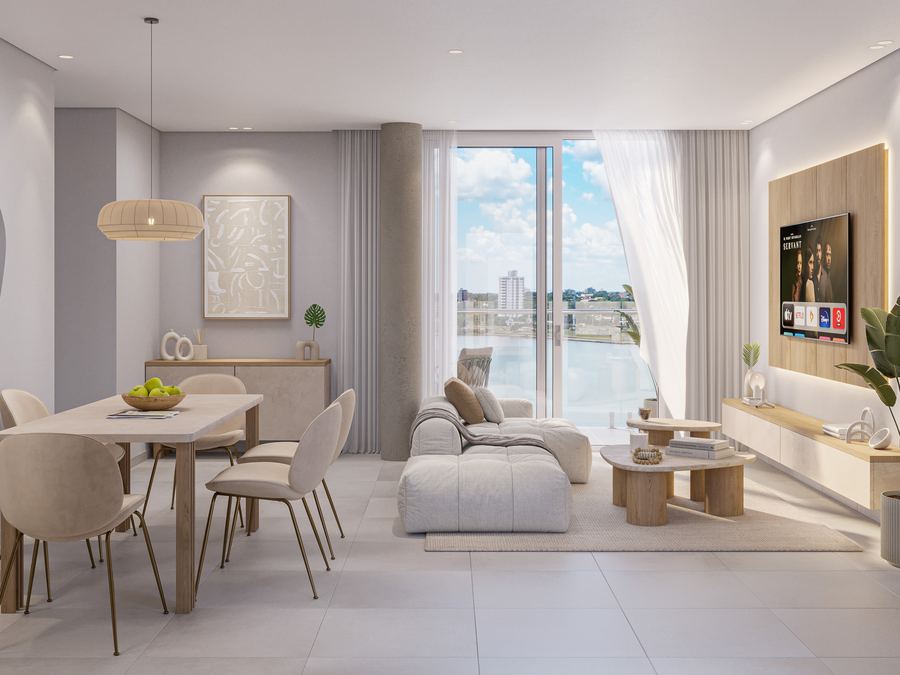 Living and dining room of an apartment at Paseo Mboi Ka’e